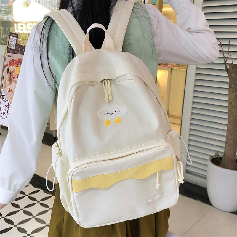 Cartoon Women's Backpack Student Large Capacity School Bag Color Block Campus Backpack