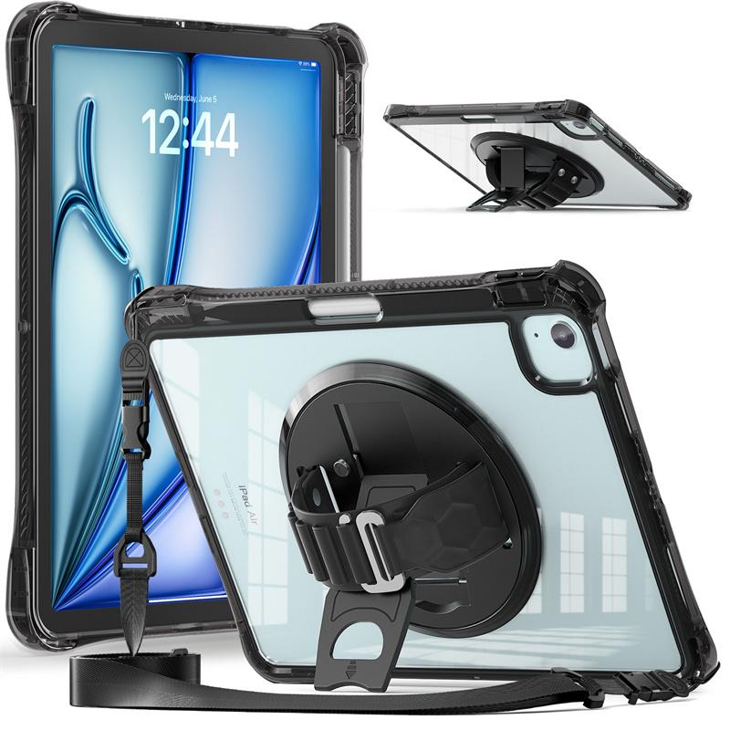 

For iPad Air 11 4th 5th 10th 10.9 10.2 9th A16 11th Generation Case Hand Strap Tablet Cover for iPad Pro 11 12.9 13 inch Funda iPad (A16) 11th 11 чорний
