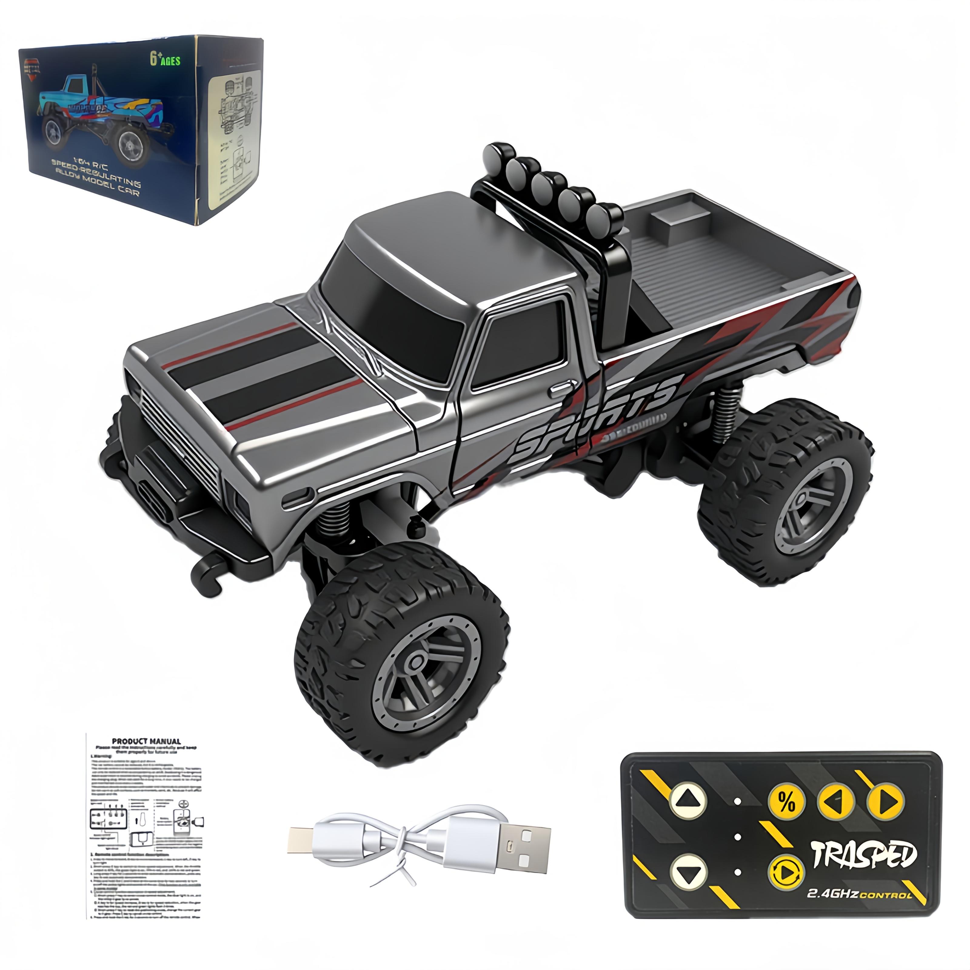 

1:64 Scale Alloy Off-Road Truck 2.4G Remote Control LED Lights Durable Metal Construction Flexible Steering Indoor/Outdoor RC Car for Boys Girls
