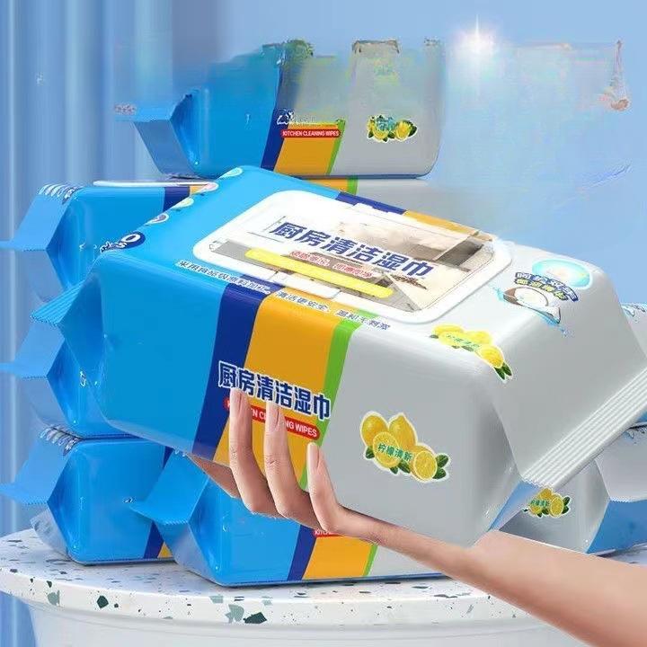 Heavy Duty Kitchen Cleaning Wipes Remove Stubborn Grease Oil Stains