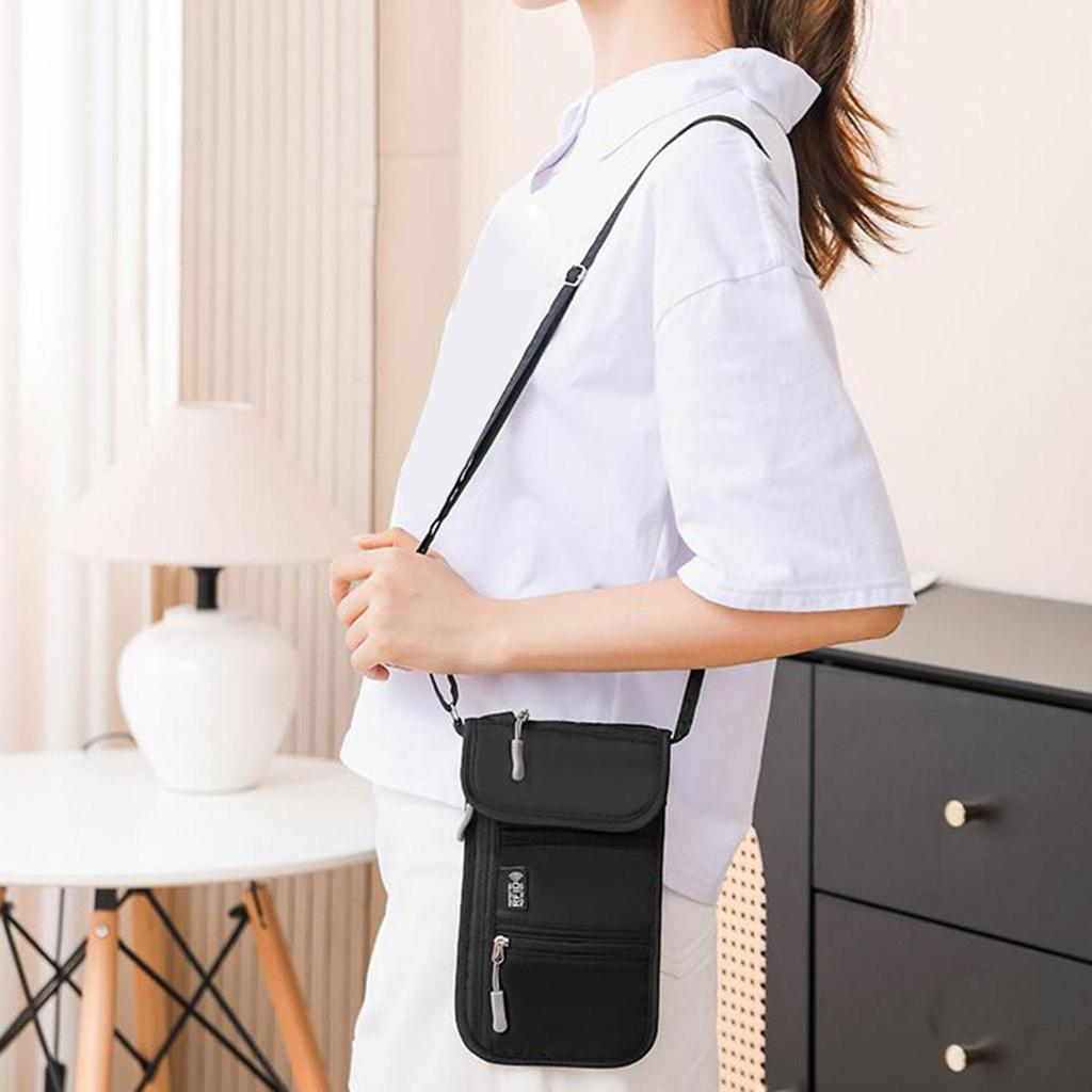 Travel Passport Holder Travel Passport Bag Anti-Theft Document Holder Card Carrier For Daily Hiking Running Vacation Business