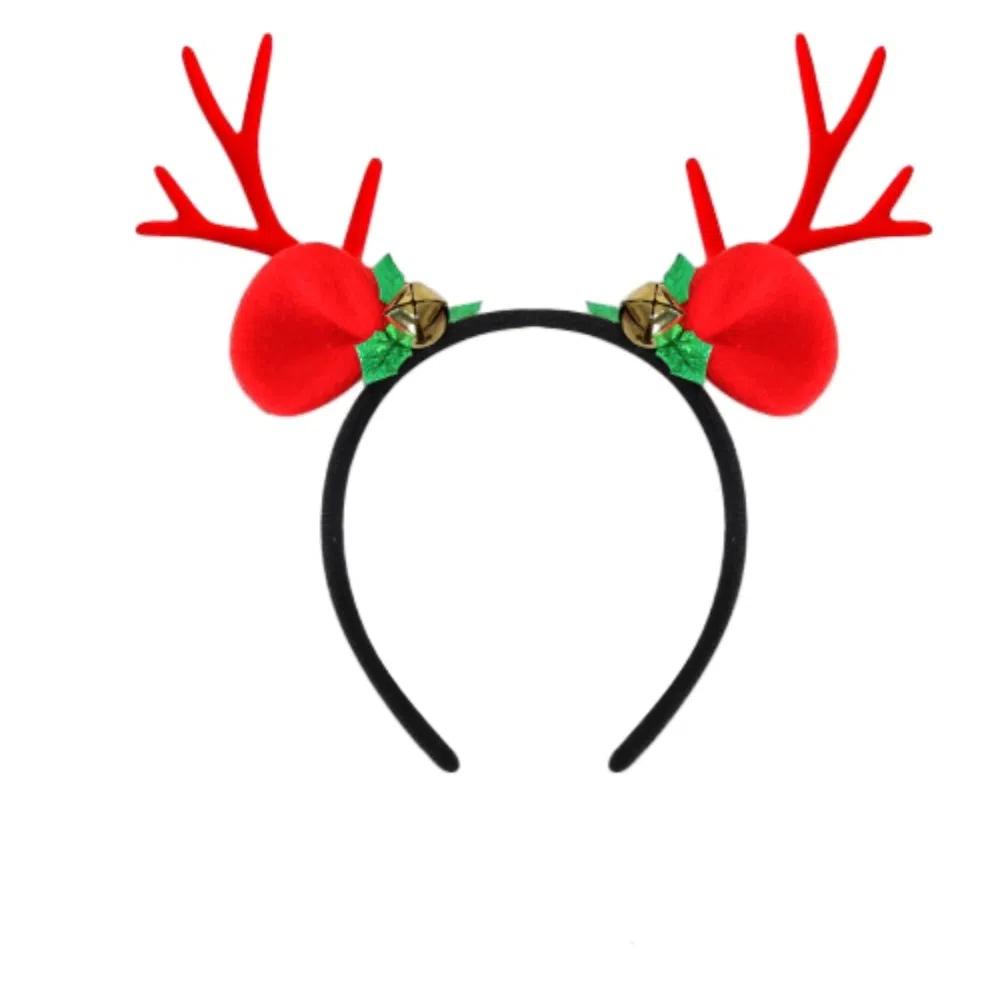 Cute Christmas Headband Flocked Antler Xmas Hairband Creative Deer Ear Headband  Woman
