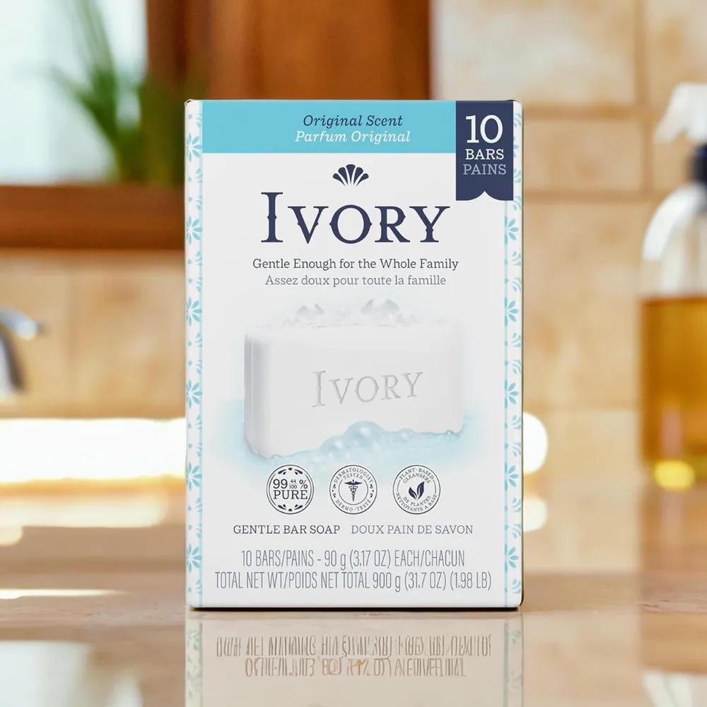 Ivory Gentle Bar Soap All-in-One Soap 90g x 10 Packs Original Scent