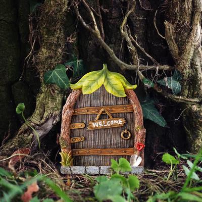 Miniatur-Fee-Elfen-Tür aus Holz, Puppenhaus, Garten, Bastelzubehör, Puppenhaus, DIY, Malerei, Vintage-Dekor, Landschaft, Geschenk