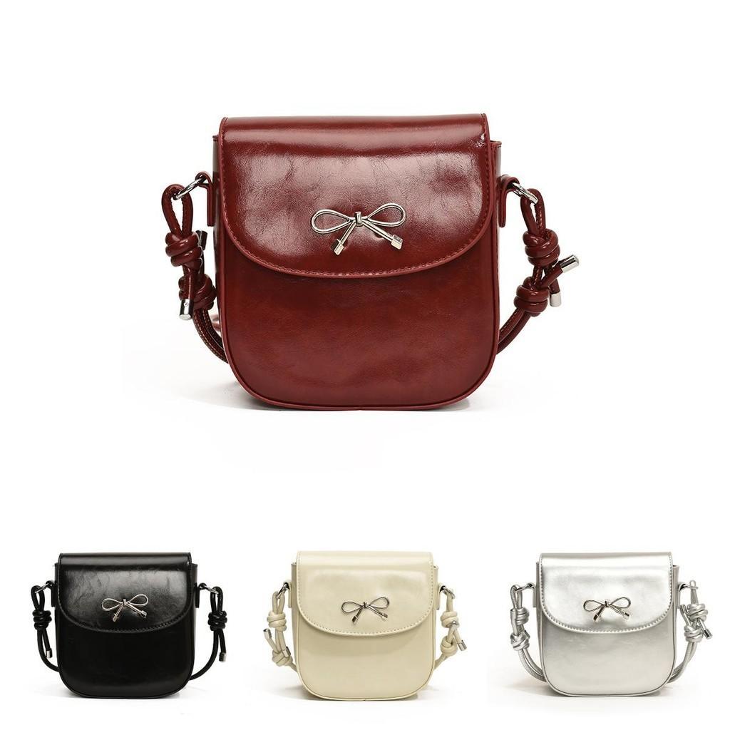 Trendy Korean Style Butterfly Bow Small Shoulder Bag For Women 2024 Summer Edition Medium Size Black White Silver Red