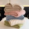 1 Piece Thickened Flannel Blanket Solid Color Soft Fluffy Plush Throws for Sofa Bed Office Travel Coral Rabbit Plush Blanket Winter Thermal Blanket