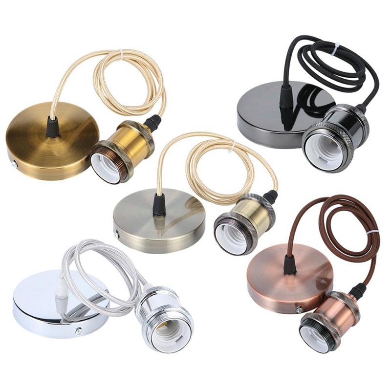 1PC Mall Inline Badge Ceiling Lamp Holder Aluminum E27 Lamp Holder Set Single Lamp Holder 1M Cord Vintage Style Lamp Holder