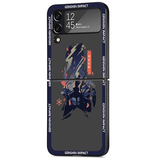 Game Genshin Impact Luxury Case For Samsung Galaxy Z Flip 3 4 5G Funda ZFlip 3 Black PC Hard Back Phone Capas