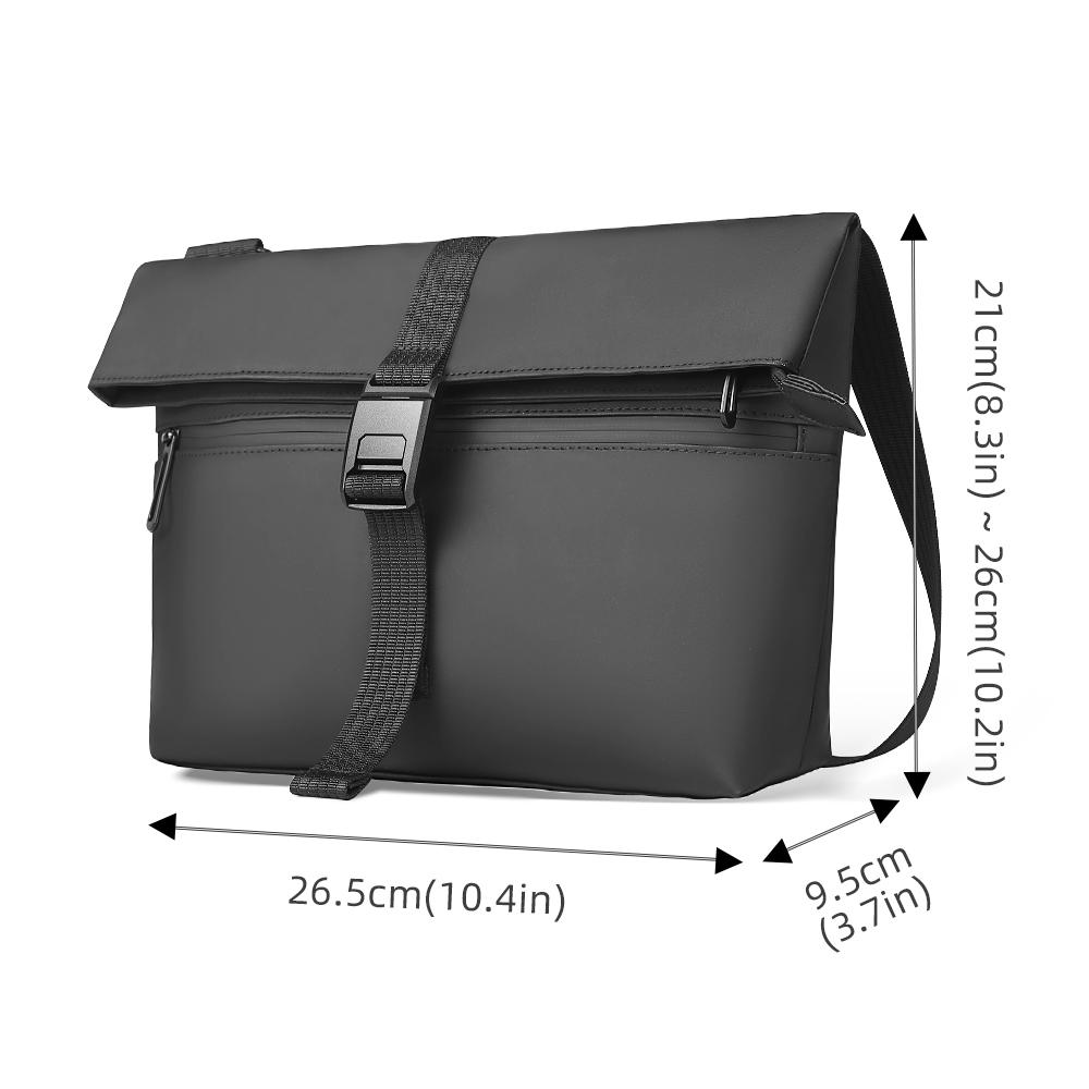 HcanKcan Herre Crossbody-veske Vanntett Skulderveske Passer 13 Tommers Bærbar PC Midjeveske Stor Kapasitet Messenger-veske Svart Sideveske