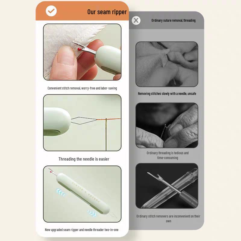 Multifunctional Seam Ripper & Needle Threader for Easy Sewing