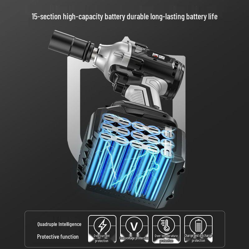 High Torque Rechargeable Brushless Impact Wrench with Lithium Battery for Car Repair