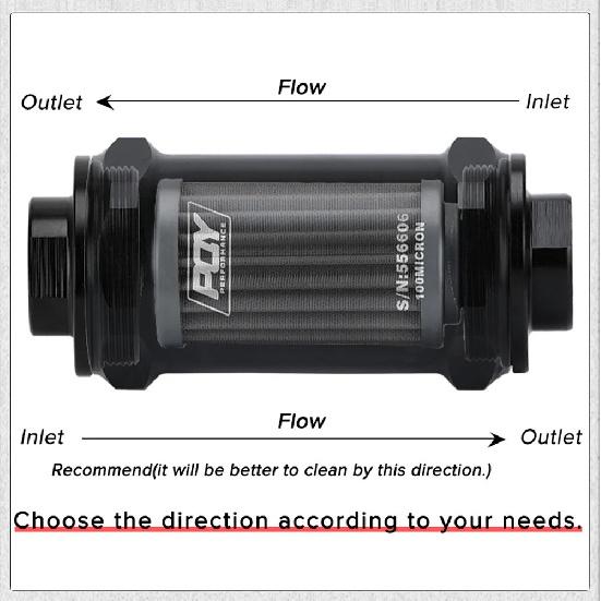 PQY BLACK AN6 / AN8 / AN10 Inline Fuel Filter E85 Ethanol With 100 Micron Stainless steel element and PQY sticker