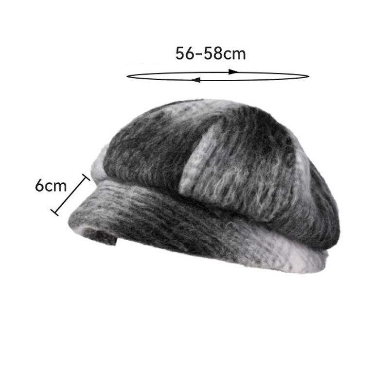 Thick Fisherman Hat Women's Autumn Winter Gradient Octagonal Hat British Vintage Warm Hat