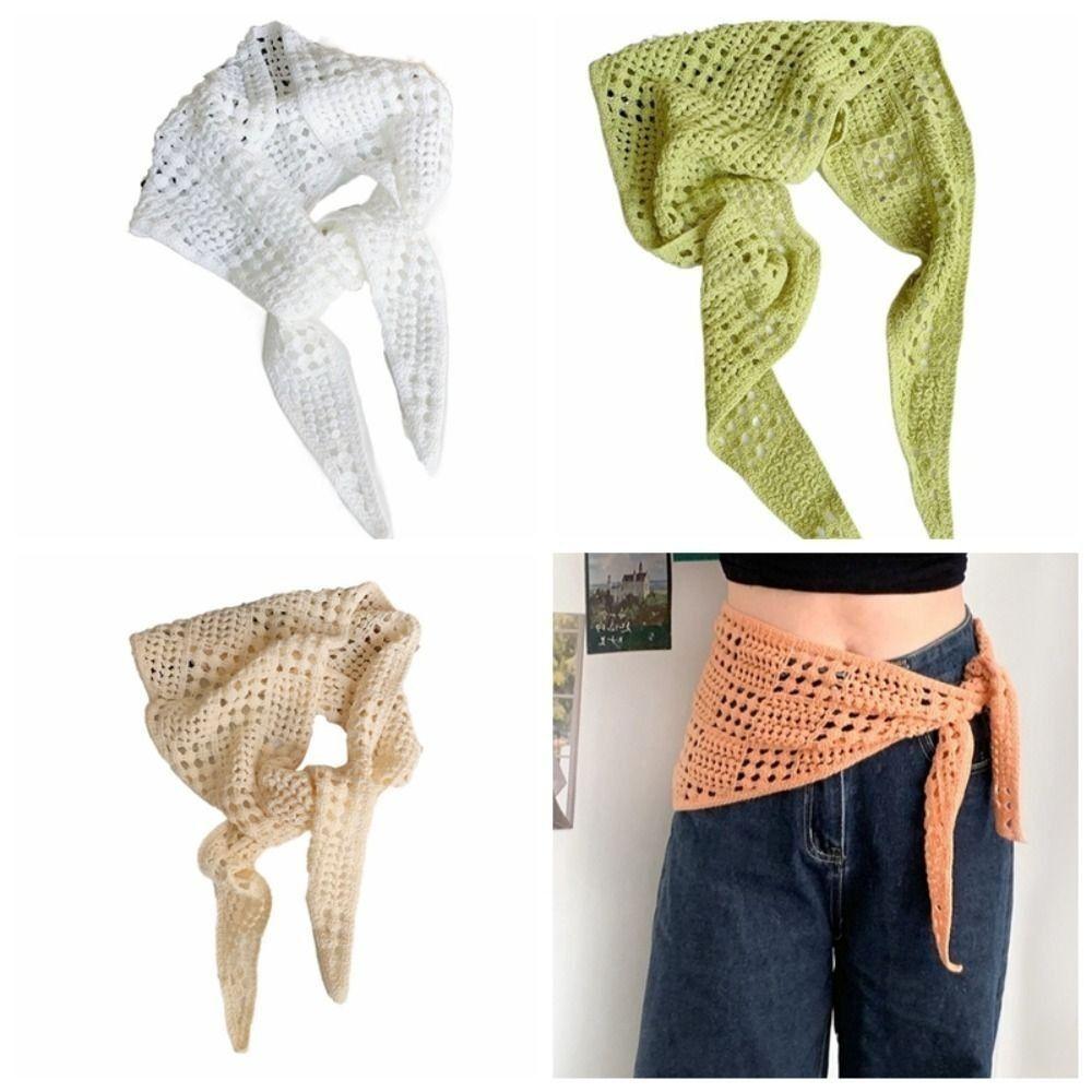Y2k Design Balletcore Shawl Hollow Knitted Headscarf Retro Triangle Scarf Female Fashion
