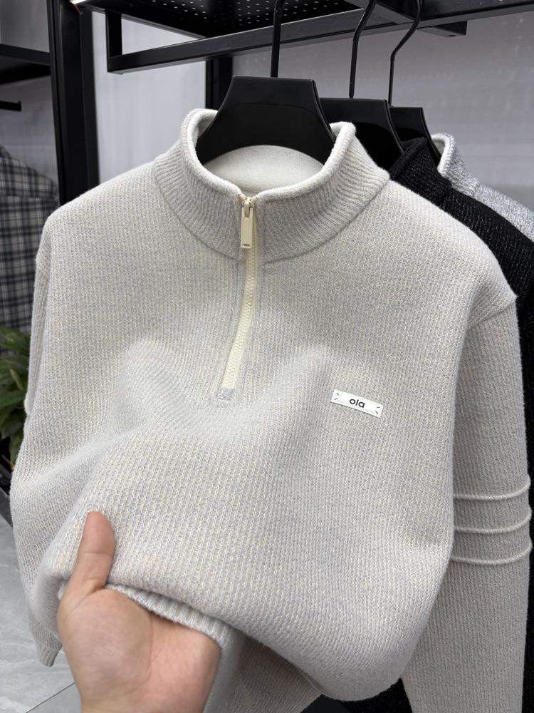 Men's Bestseller Velvet Zipper Sweater - Trendy Stand Collar Knitwear