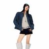 ICH MODE Women's American Style Textured Denim Cardigan Jacket
