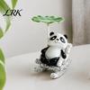Lotus Leaf Shade Decor Rocking Frog Panda Figurine, Cute Resin Bobble Chair with Design, Unique Holiday Gifts Stress Relief Desk Ornament for