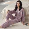 Pijama feminino de poliéster, tamanho grande 5XL, primavera/outono, xadrez, manga comprida, conjunto de roupa de dormir, feminino, simples, solto, casual