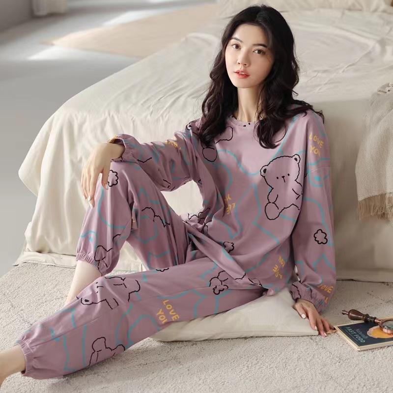 Pijama feminino de poliéster, tamanho grande 5XL, primavera/outono, xadrez, manga comprida, conjunto de roupa de dormir, feminino, simples, solto, casual
