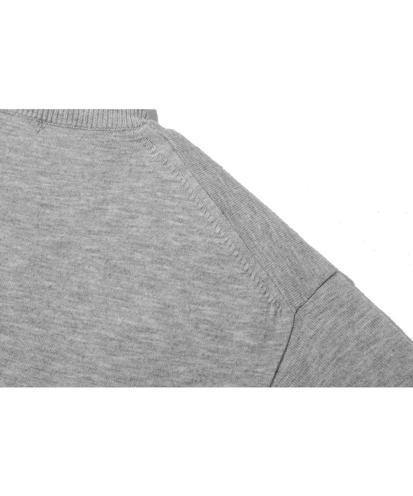 BASEMOMENT Side Slit V-Neck Half Knit Melange Gray
