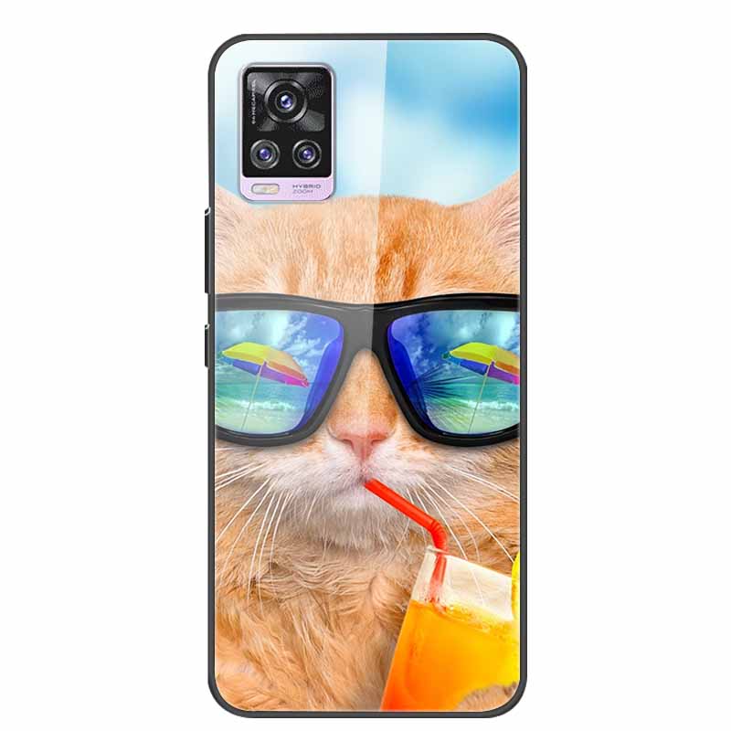 Glass Back Cover For Vivo V20 Pro 5G Case Coque Hard Tempered Glass Case For Vivo V20 Pro 2020 Phone Case Cover Soft Bumper Para