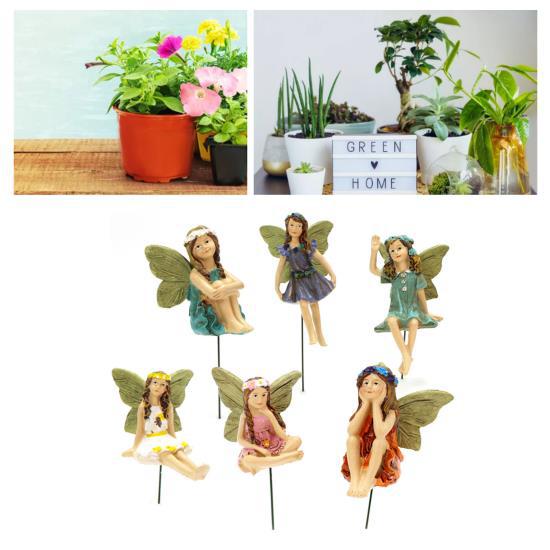 Mini Fairies Figurines Cute Clear Pattern Resin Miniature Fairy Sculpture for Fairy Garden Accessories 