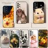 Cute M-Mouse Rat Hamster Phone Case For Samsung S24,21,22,23,30,Ultra,20,Plus,Note,10,9,Black Soft Silicone Case