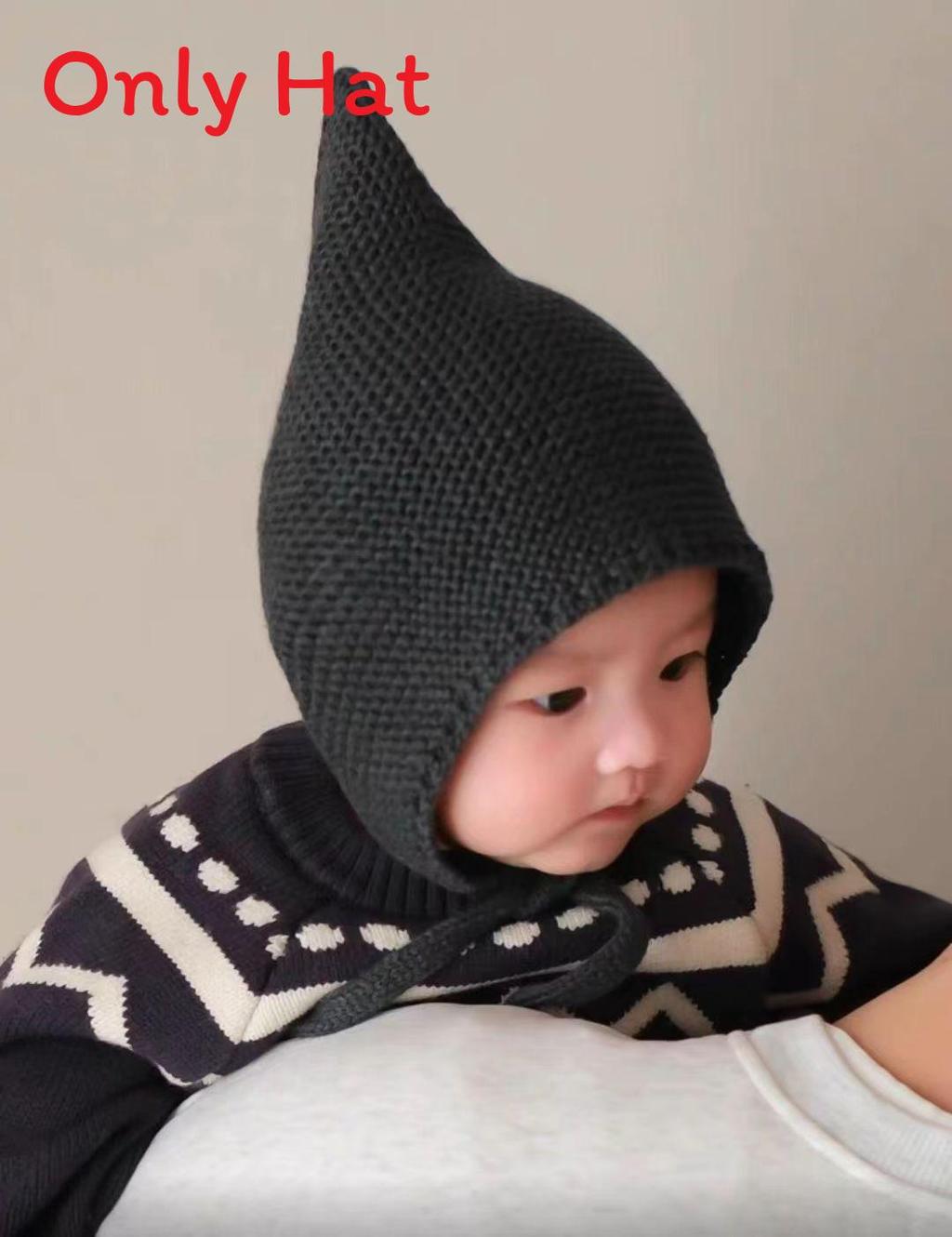 Toddler Baby Wool Beanie With Adjustable Design For Fall Winter Cozy Warmth BlackElf