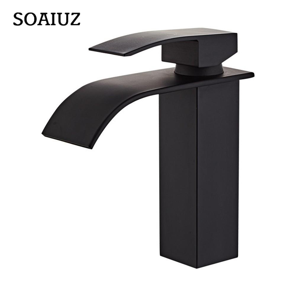 Bathroom Basin Faucet Waterfall Deck Mounted Cold and Hot Water Mixer Tap