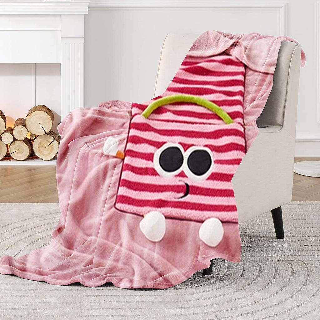 Big-eyed Embroidered Lamb Wool Flannel Blanket For Lunch Break, Work, And Car Use, Cartoon Cushion Pillow Blanket
