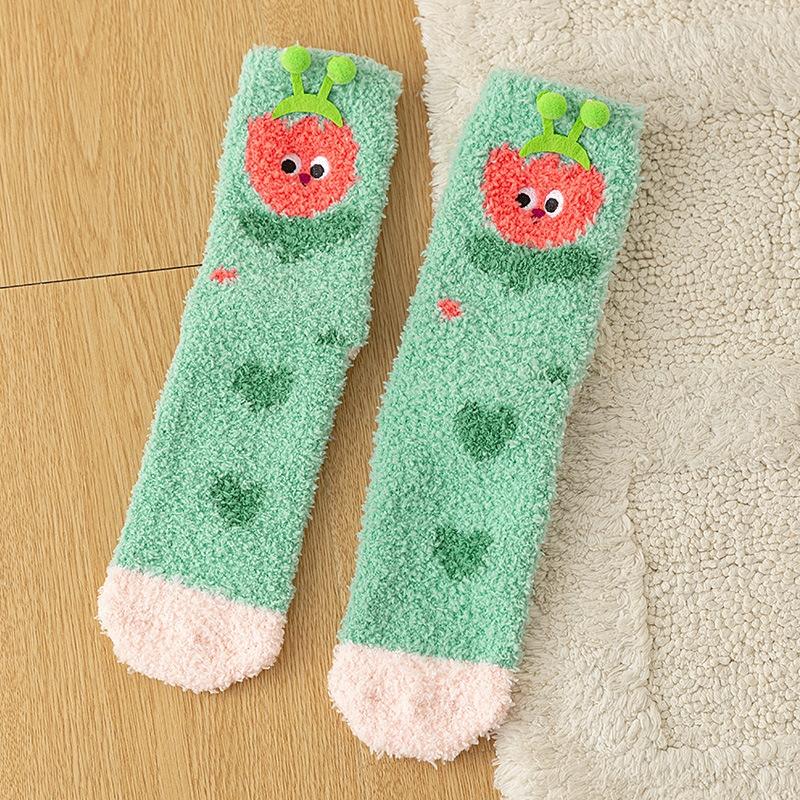 Baby Socks Cartoon Animal Cute Sweet Mid Tube Socks Winter Thick Soft Comfortable Girls Boys Coral Fleece Floor Socks