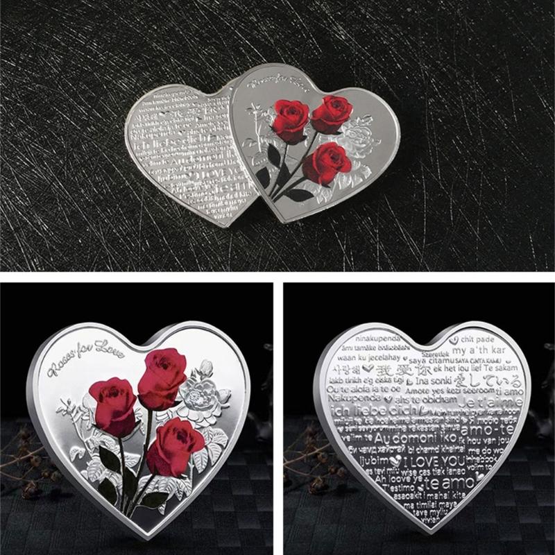 Einzigartige herzförmige Metallmünzen Symbolische Liebe Sammlerstücke Hochzeitsdekoration Valentinstag Jubiläumsgeschenk Münzen