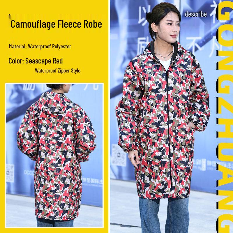 

Blue Camouflage Cold-Proof Fleece-Lined Hooded Work Coveralls Medium