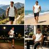 Men's Sleeveless Hoodie Casual Sportswear Muscle Fit Wide Shoulder Drawstring Hooded Pocket Tank Top