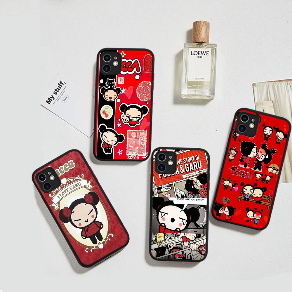 Popular Animation P-Pucca For IPhone 15 16 Pro Max 11 12 13 14 XS XR X Plus 16E Matte Translucent Phone Cover