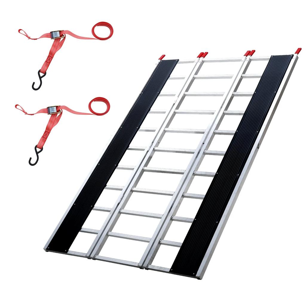 VEVOR Tri-Fold Loading Ramp, 2160 x 1375 mm, Non-Slip Aluminum Trailer Ramp with Compact Design, Easy Storage, 680.4 kg Load Capacity