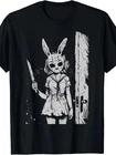 Horror Bunny Mask Girl Rabbit Alt Goth Slasher Creepy Anime T-Shirt 220g S