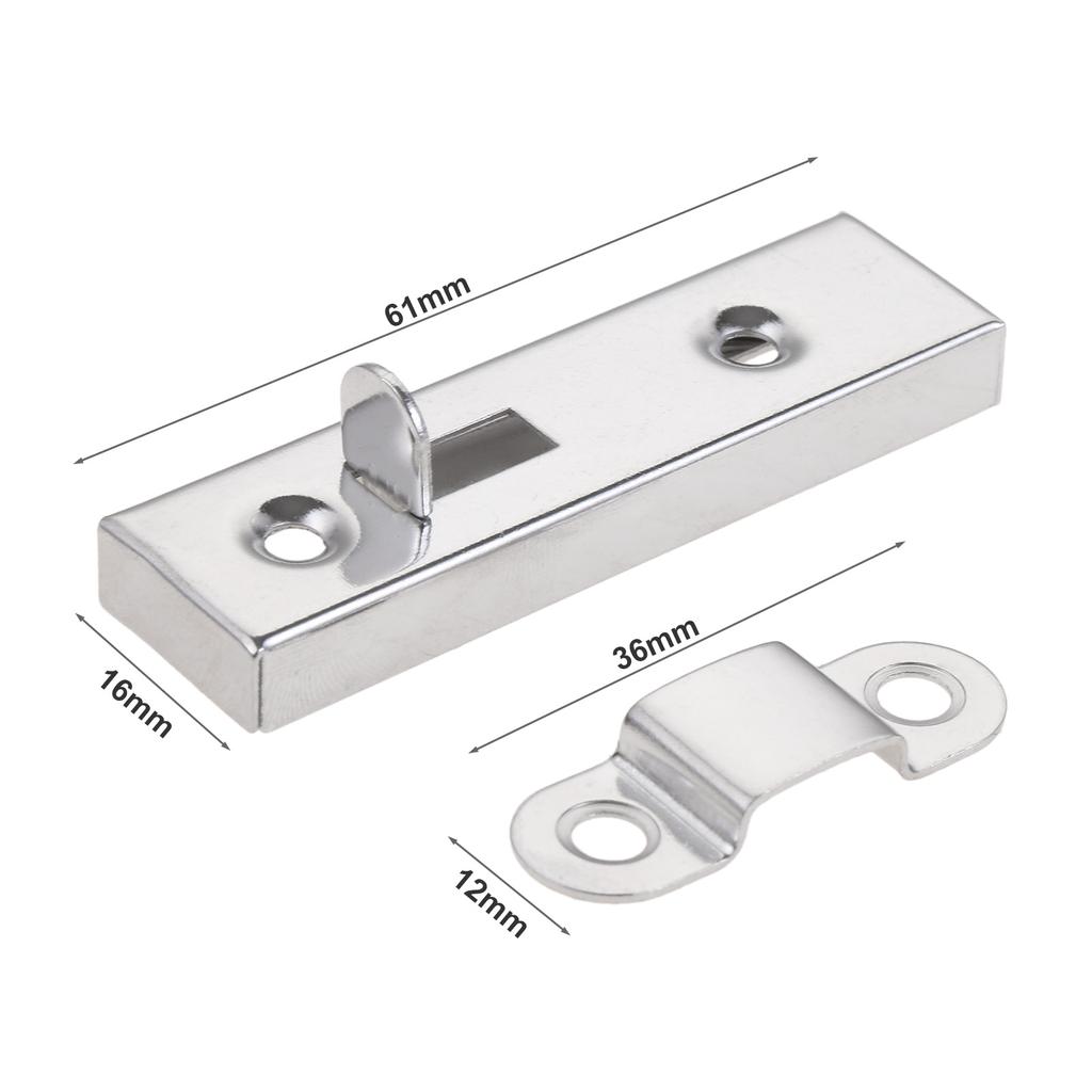 1pc Barn Sliding Door Window Panel Security Bolt Button Open Lock Latch with Screws Silver Metal Household Bedroom Space Garages Hardware 61*16mm