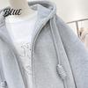 Autumn Winter Women Large Pocket Solid Color Warm Thick Jacket Hooded Zipper Female Long Sleeves