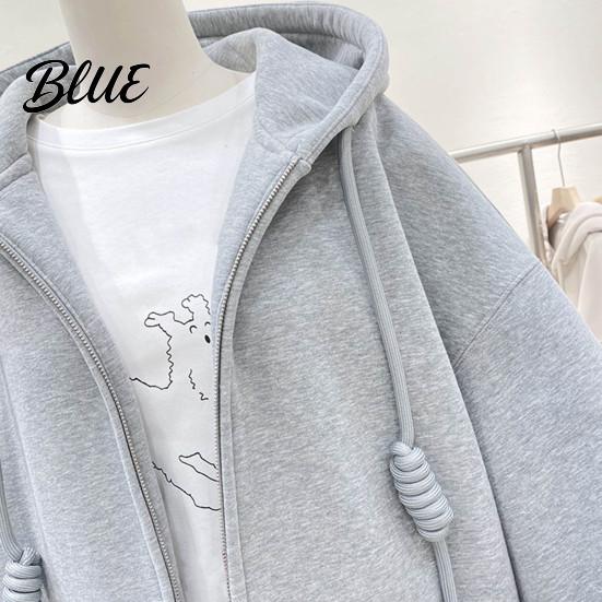 Autumn Winter Women Large Pocket Solid Color Warm Thick Jacket Hooded Zipper Female Long Sleeves