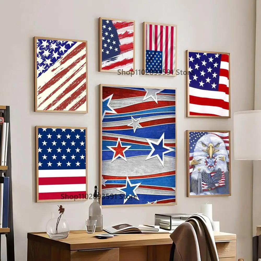 1pc American USA flag  Poster Paper Print Home Bedroom Entrance Bar Cafe Art Painting Decoration