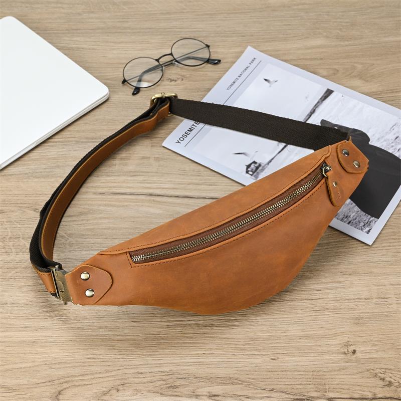 Waist Bag For Men 2026 Genuine Leather Outdoor Leather Chest Pack Waist Pack Cross Body Men's Sling Bag Luxury Fashion Male Bag