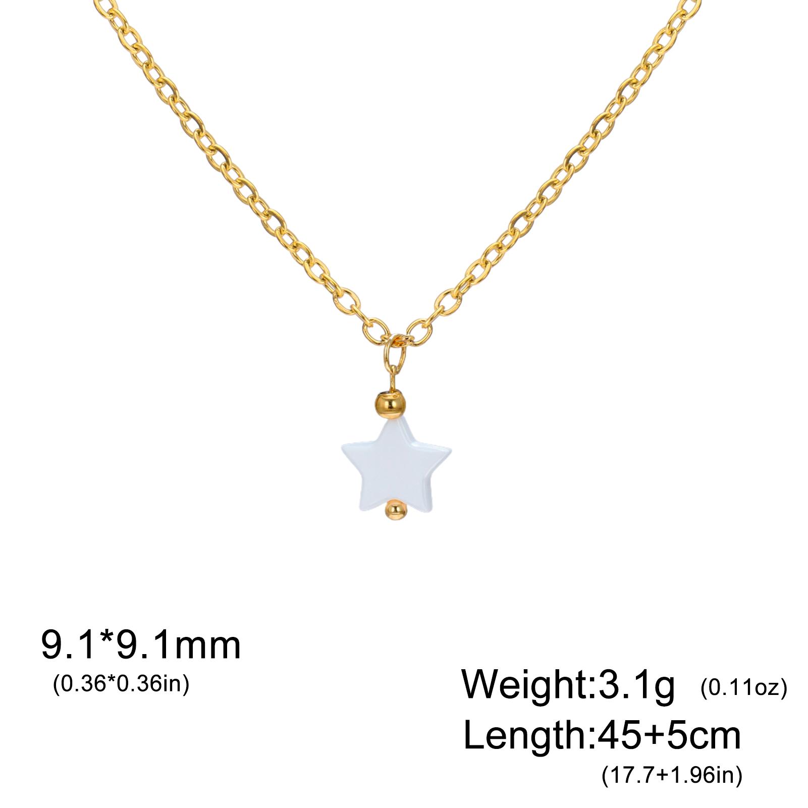 

Teamer White Ceramics Five-Pointed Starstar Pendant Necklaces Gold Color Stainless Steel For Women Girls Minimalist Jewelry Gift 45-50cm