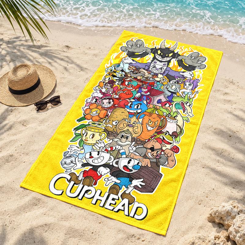 Cuphead Microfiber Beach Towel Quick Dry Sand Free Lightweight Beach Towels for Travel Swimming Camping