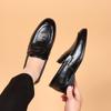 FashionMan Slipper Slip-on Schwarz Runde Zehe Einfarbig Outdoor-Mode Party Hochzeitskleid Täglich Leder Mode Freizeitschuhe Herren