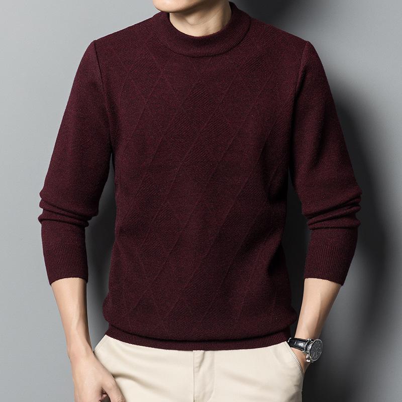 Autumn and Winter New Anti-pilling Sweater Semi-turtleneck Long-sleeved Top Casual Bottoming Shirt Thickened Knitted Sweater Men