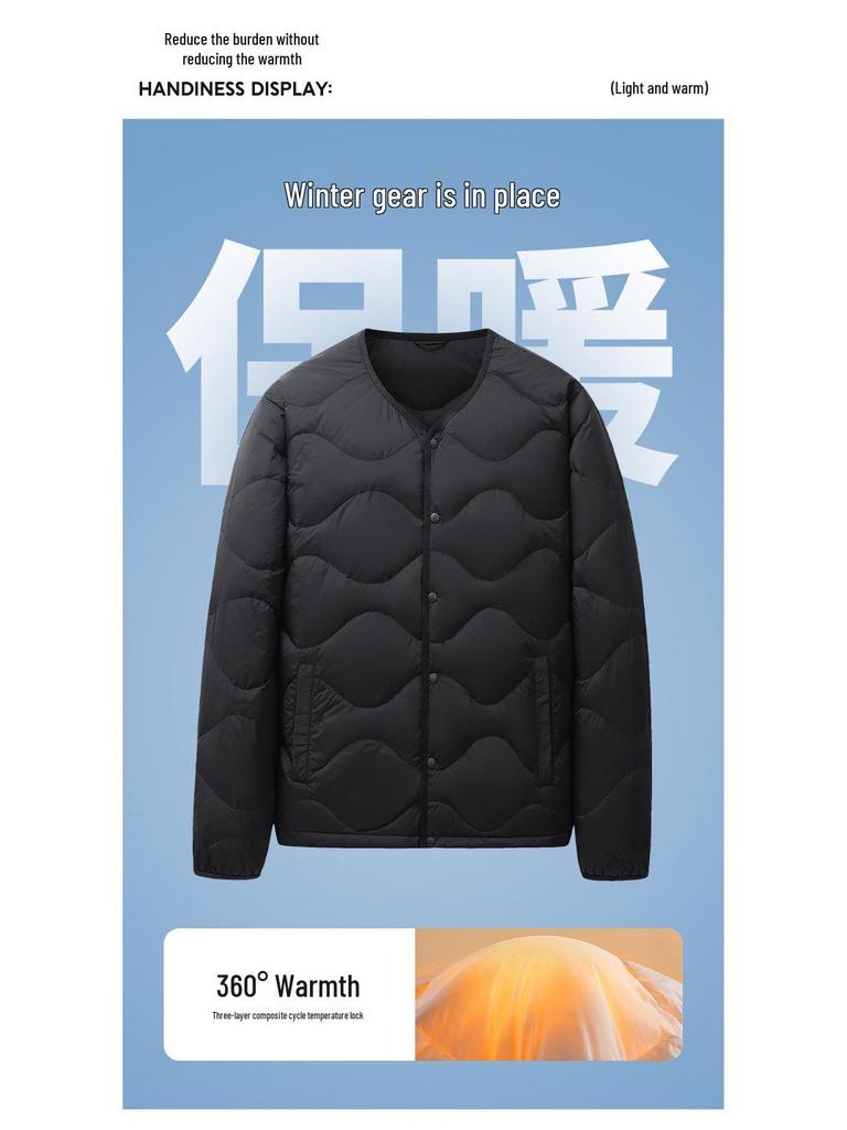 Men's Lightweight Down Jacket - Dad's New 2025 Autumn/Winter Round-Neck Inner Wear