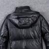 Wide Shoulder Thick Soft Men Genuine Cow Leather Duck Down Coat Removable Hood Warm Winter Jacket Cowhide Leather Men's Clothing