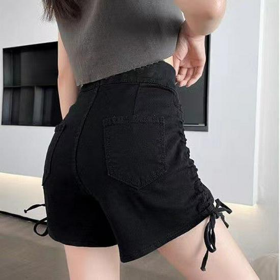 

Женские черные плиссированные летние повседневные шорты на кулиске 2024 2XL чёрный