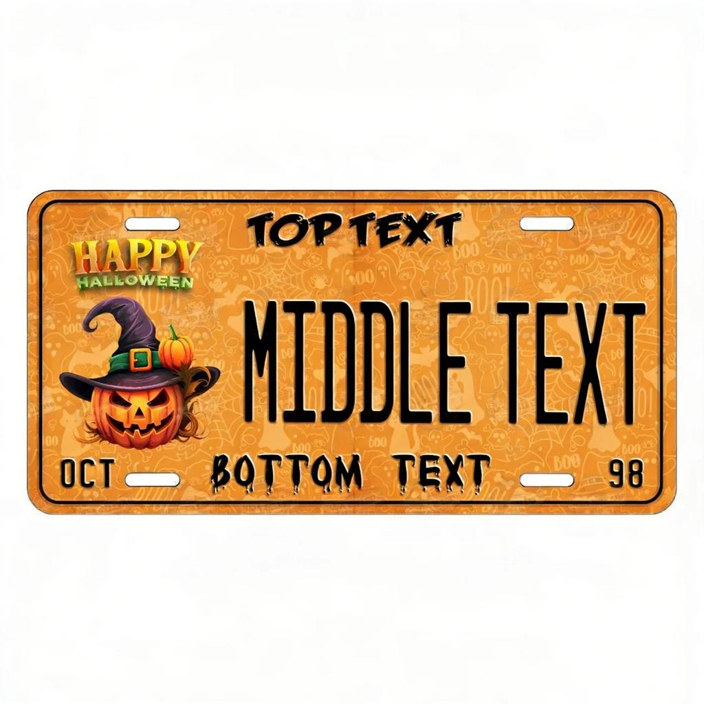 Custom Halloween Witch Pumpkin Tin Sign Personalized Waterproof Wall Decor